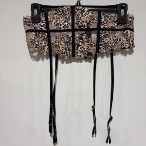 Victoria Secret Garter Belt Waist Cincher Embroidered Leopard Floral Lace M/L